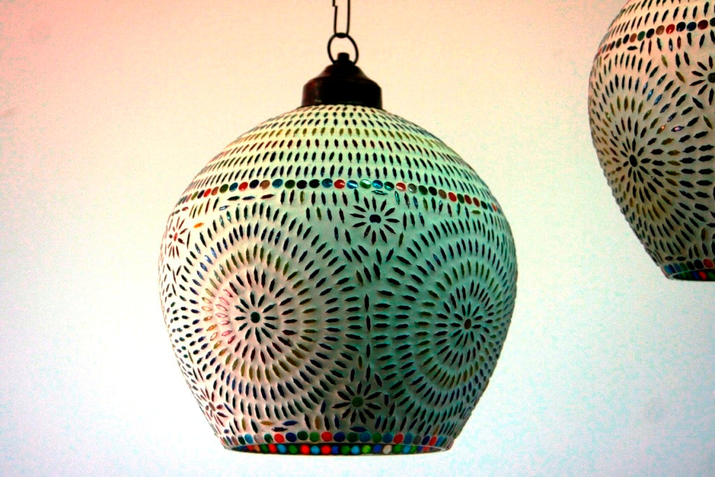 Lampada Mosaico India. Diametro25 h30cm.