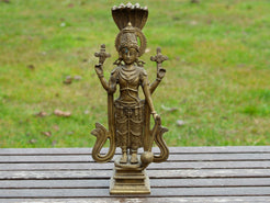 statuetta indiana in lega di metalli raffigurante vishnu Databile primi '90013x7 h32 cm peso 2260 gr 